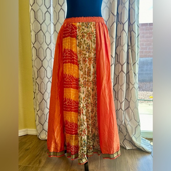 EUC Natural Boho Silk Blend Broomstick Peasant Maxi Skirt - Picture 7 of 12